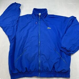 Lacoste Sport Jacket Mens XL Blue Windbreaker Full Zip Lined Lightweight